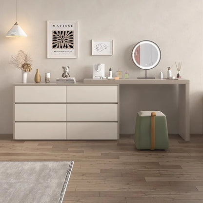 Storage Drawers Dresser Table Modern Minimal Beige Room Mirror Dressing Table Organizer Luxury Coiffeuse De Chambre Funiture