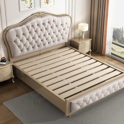 Comferter Glamorous Villa Bed Lit Pliable European Luxury King Size Bed Frame Headboard Multifunctional Camas Home Furniture