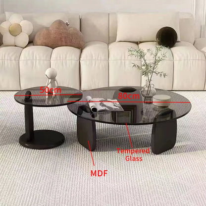 Glass Coffee Table Set Light Luxury Modern Minimalist Minimalist Creative Sofa Living Room Household Round Side Table New