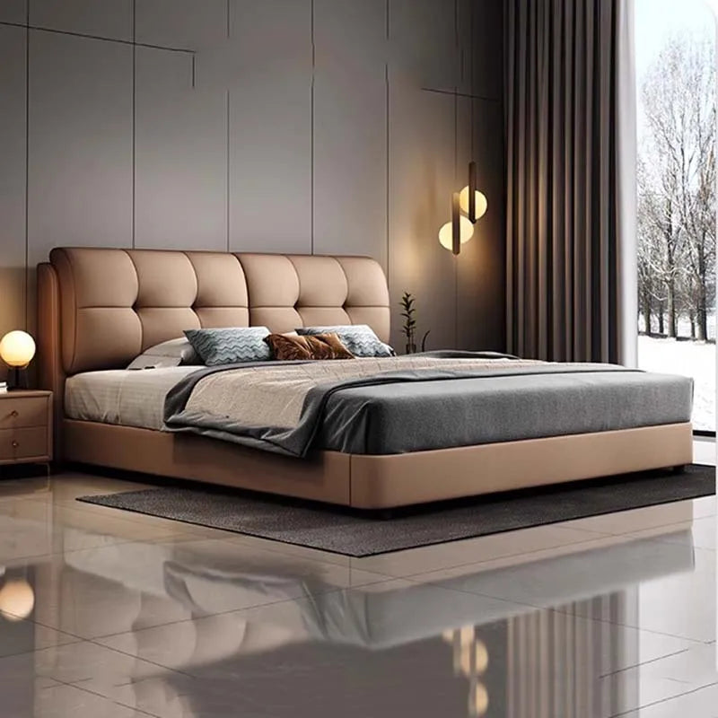 Nordic Marriage Bed Luxury Queen Size Wood Modern Bedroom Bed Storage Space Camas Y Muebles Para El Hogar Hotel Furniture