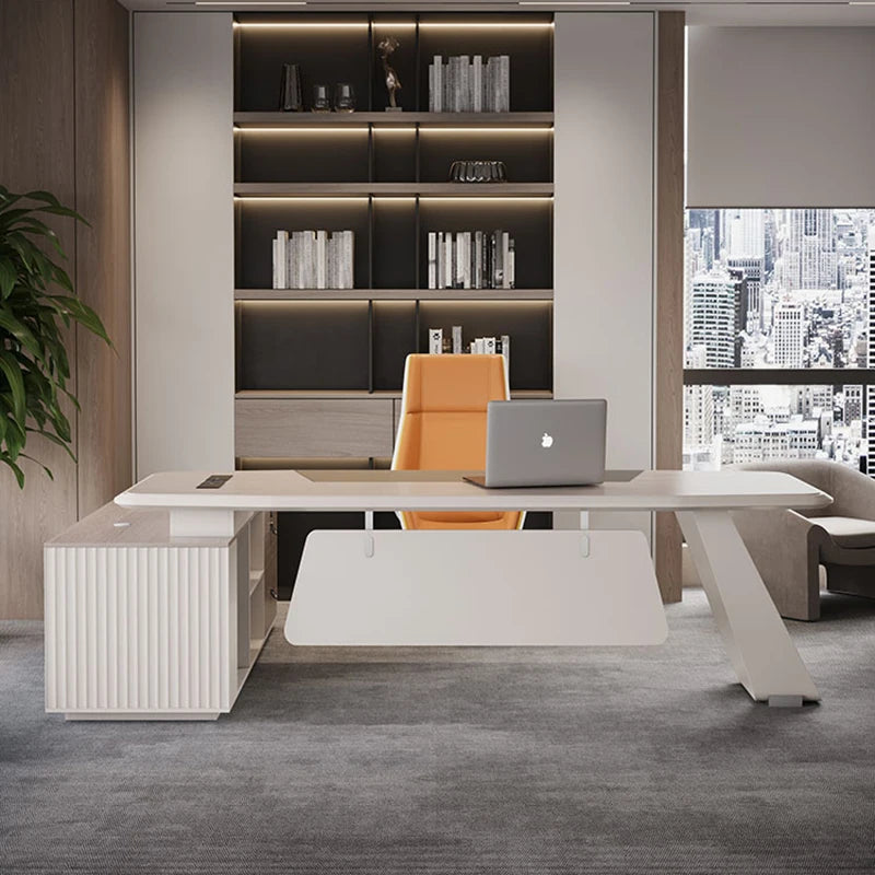 Modern Metal Office Desks Work Gaming Organizer Executive Shelf Computer Office Desks Drawers Tavolo Scrivania Ufficio Furniture