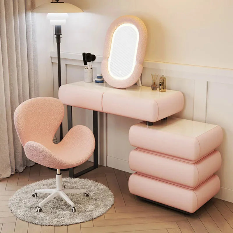 ELife vanity table pink multifunction kids corner placement mobile luxury dressers transportable kaptafel bedroom furniture