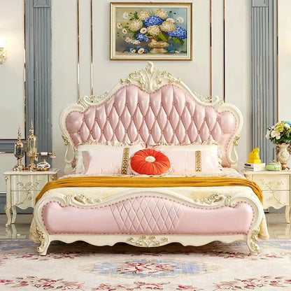 King Size Frame Double Bed Modern Wooden Queen Living Room Double Bed Luxury Princess Cama Matrimonial Bedroom Furniture