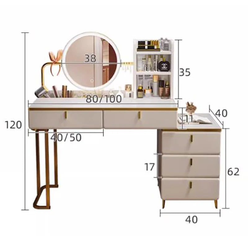 White Luxury Dressing Table Elegant Classic Nordic Storage Dressing Table Simple Modern Meuble Coiffeuse Chambre Furniture