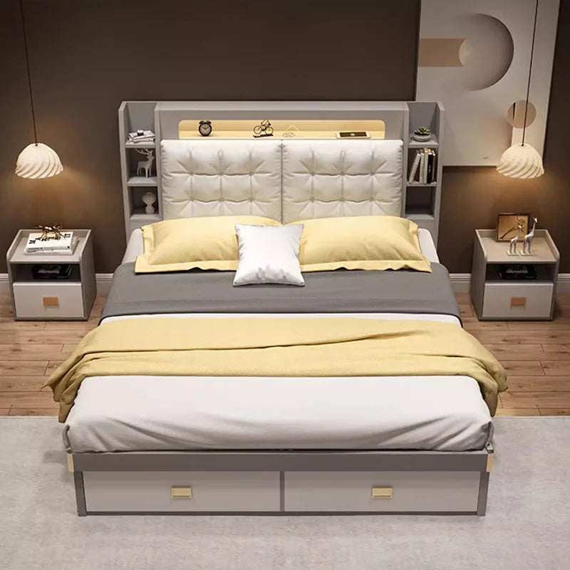 Shelves Glamorous Villa Bed Bases European Luxury Castle King Size Bed Frame Headboard Multifunctional Camas Home Furniture