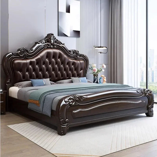 Unique Wood Aesthetic Double Bed King Size Master Modern Bedroom Double Bed Luxury Frame Letto Matrimoniale Home Furniture