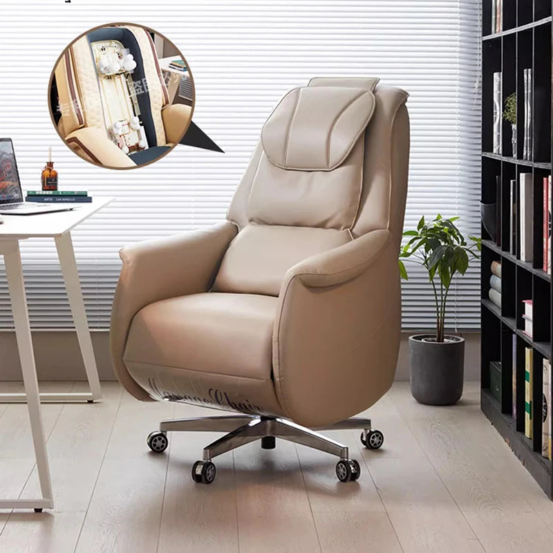 Massage Leather Office Chair Computer Gaming Back Support Headrest Office Chair Design Armrest Cadeira De Escritorios Furniture