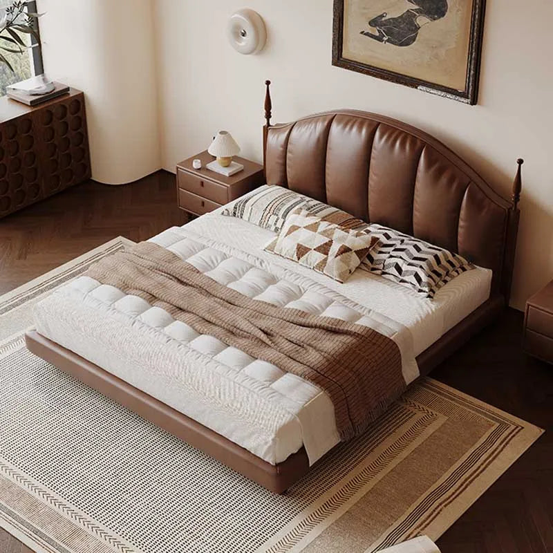 Leather Nordic Double Bed Waterproof Glamorous Luxury King Size Bed Frame Modern Platform Safe Cama De Casal Home Furnitures