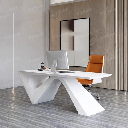 Simple Modern Office Desk Standing European Executive Reception Floor Writing Computer Desk Long Legs Mesa Escritorio Furniture