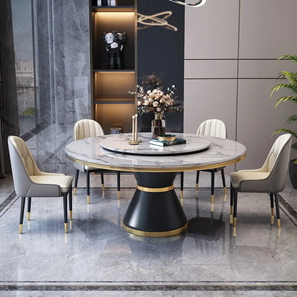 Round Luxury Dining Table Nordic Marble Style Modern Turntable Dining Table Home Minimalist Mesas De Comedor Home Furniture