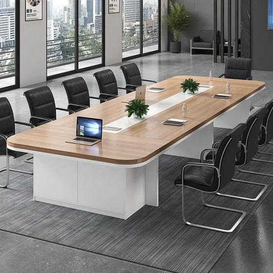 Long Customizable Conference Tables Office Meeting Table Meeting Table Design With Thick Desktop Metal Wire System