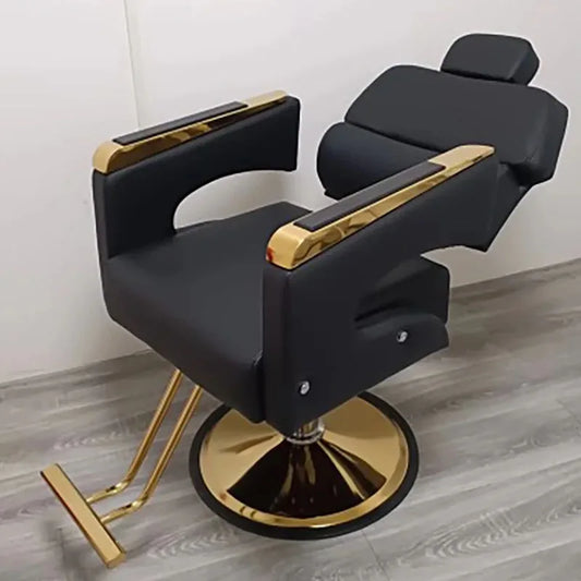 Barbershop Luxury Salon Chair Leather Reclinable Hairdressing Swivel Salon Chair Barber Equipment Silla De Barbero Furniture