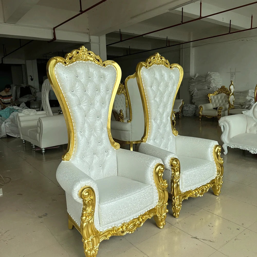 wholesale white wedding wooden throne chair, king and queen throne chairs luxury