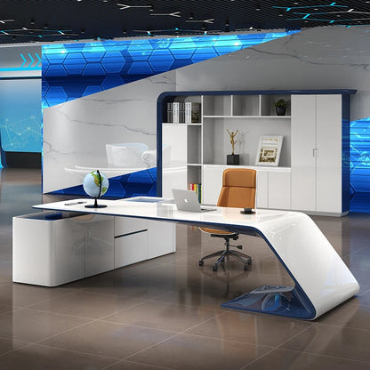 Executive L Shape Work Table Drawers Workstation Counter Office Desk Corner Storage Modern Tavolo Scrivania Ufficio Furniture