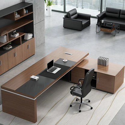 L Shape Corner Executive Table Drawers Meeting Computer Office Desk Workstation Luxury Scrivania Con Cassetti Modern Furniture