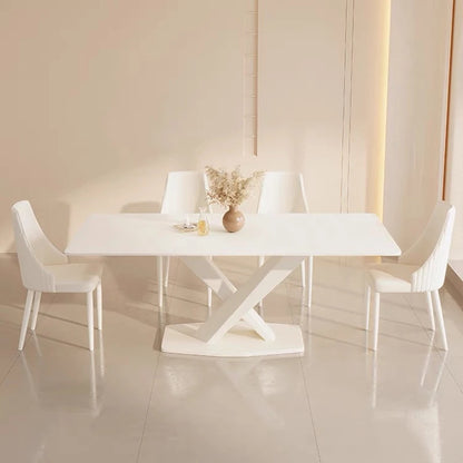 Rectangular High-End White Dining Table Home Furniture Dining Room Table Marble Tabletop Modern Table