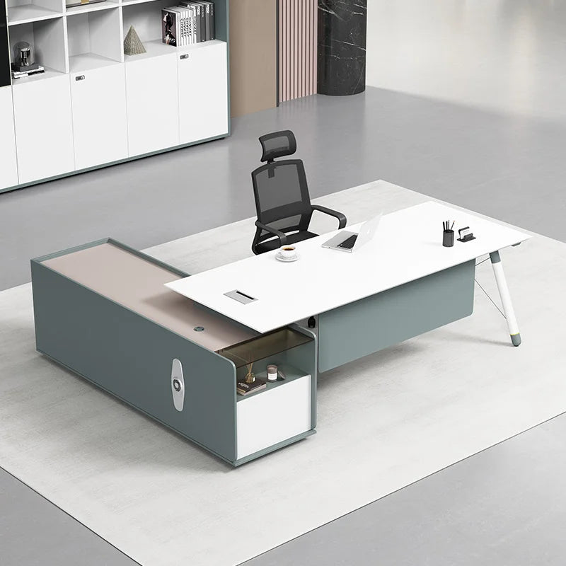 Study Computer Office Desk Conference Drawers Executive Storage Office Desk Corner Scrivania Bianca High End Furniture HDH