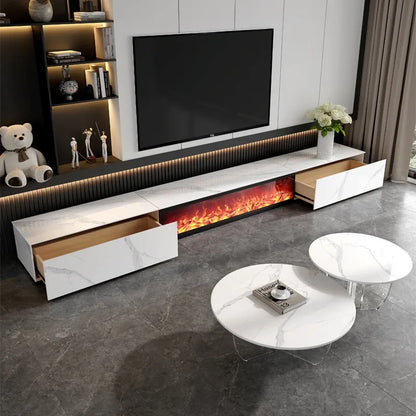 Innovative Mobility Tv Stand Design White Floor Fireplace Fire Modern Tv Table Living Room Luxury Muebles Hogar Room Furniture