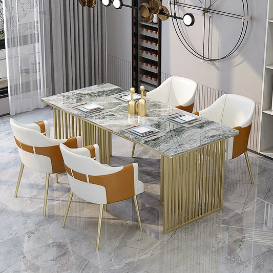 Light Luxury Italian Dining Table Modern And Minimalist Rock Panel Household Dining Table And Chair Muebles Kitchen Furniture