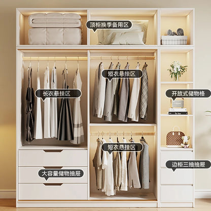 Unique White Closet Ventilation Minimalist Indoor Nook Display Luxury Clothes Rack European Clothes Cupboard Bedroom Furniture