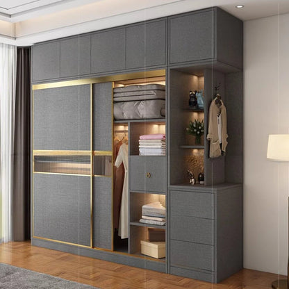 Clothes Storage Wardrobe Modern Luxurious Bedroom Organizer Wardrobe Sliding Doors Multifunction Armario Multiuso Room Furniture