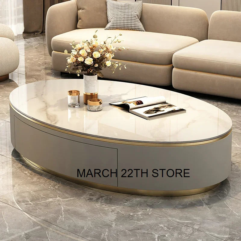 Oval Storage Coffee Table For Living Room Luxury Marble Nordic Coffee Table Modern Design Table Basse De Salon Home Furniture