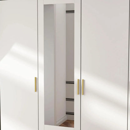 Wardrobe with Shelves, Armoire Wardrobe Closet with Hanging Rod, Bedroom Armoires White/Espresso