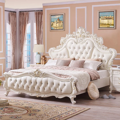 Princess European Loft Double Bed Elegant Pretty Leather Luxury Superking Bed King Size Camas Matrimonial Bedroom Furniture