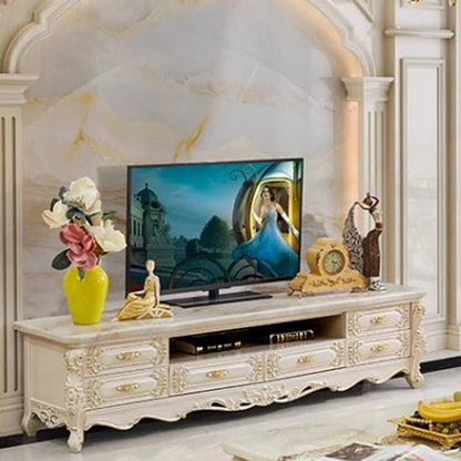 Luxury Simple TV Table Storage Marble Gold Organizer Room TV Table Stand White Muebles Salon Moderno Living Room Furniture