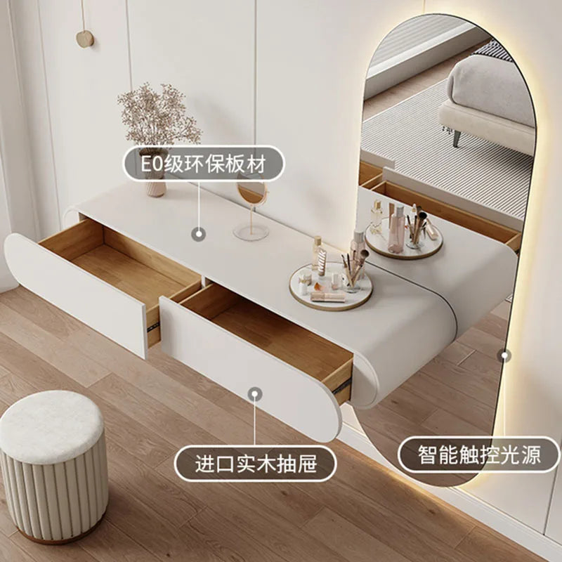 White Mirror Cabinets Makeup Table Living Room Modern Women Organizer Dressing Table Comfortable Salon Vestidores Home Furniture