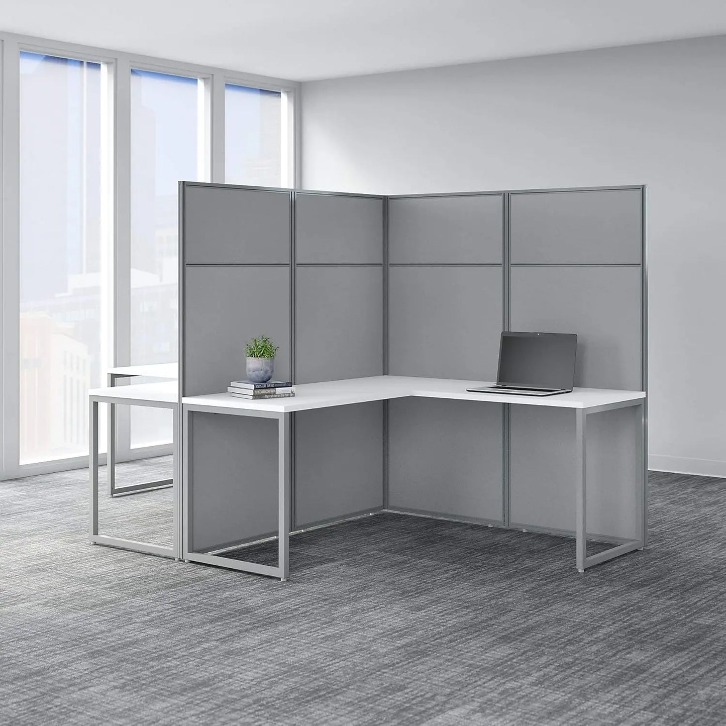 Easy Office 2 Person L Shaped Cubicle Desk Workstation