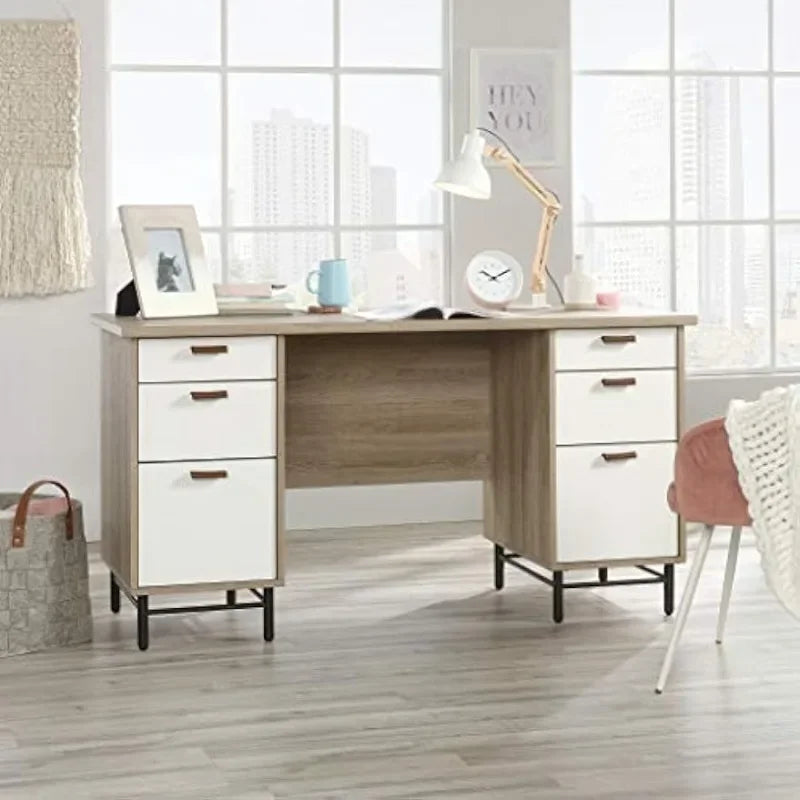 Executive Desk, L: 56.3" x W: 22.13" x H: 29.53", Sky Oak Finish