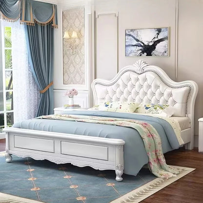 Queen Headboard Double Bed Luxury Nordic Unique Twin Living Room Double Bed Modern White Cama Matrimonial Bedroom Furniture