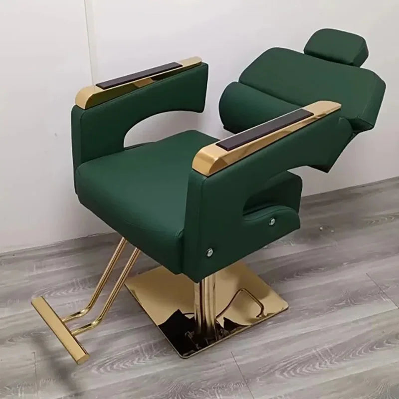 Barbershop Luxury Salon Chair Leather Reclinable Hairdressing Swivel Salon Chair Barber Equipment Silla De Barbero Furniture