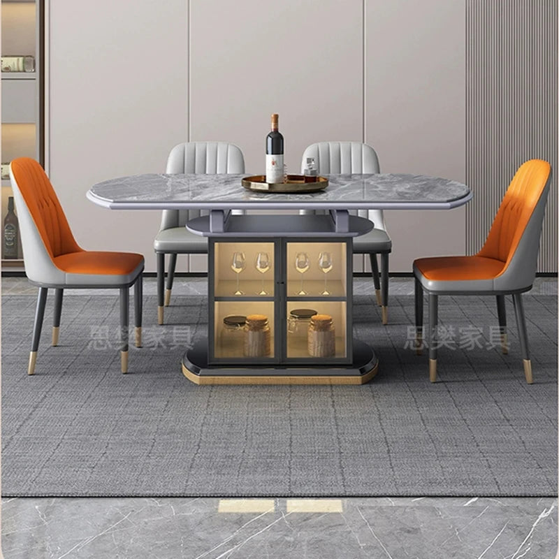 Rock Board Dining Table Modern Simple And Luxurious Household Round Table Expandable Storage Mesas De Jantar Home Furniture