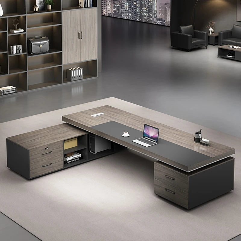 Drawers Executive Office Desk Storage Supplies Reception Corner Computer Desks Organizers Monitor Mesa Escritorio Home Furniture