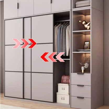 New Luxury Wardrobe Drawers Wooden Sliding Doors Gray Organization Wardrobe Modern Storage Kleiderschrank Bedroom Furniture