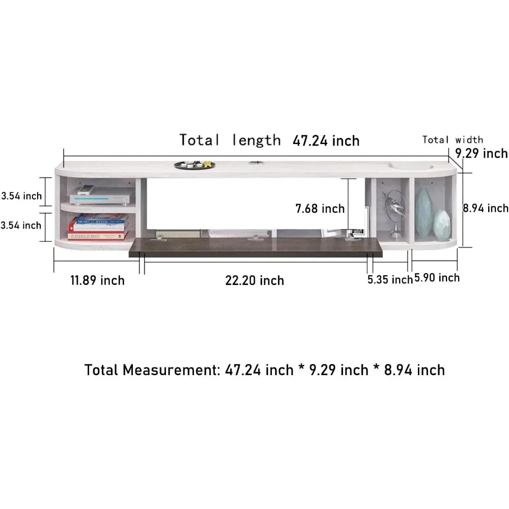 Wall TV Stand, Floating TVs Console, Entertainment Center with Storage, 47'' Wall TV Stand