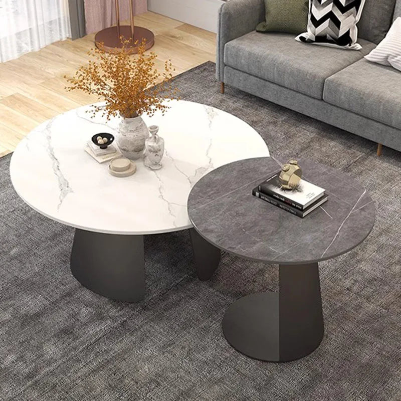 Round Black Coffee Tables Modern Design Marble Hotel Low Nordic Coffee Table Living Room Minimalist Mesa Auxiliar Furniture