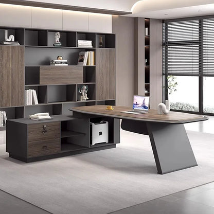 Setup Dark Office Desk Storage Executive Organizers Standing Computer Desks Luxury Floor Mesa De Computador Modern Furniture