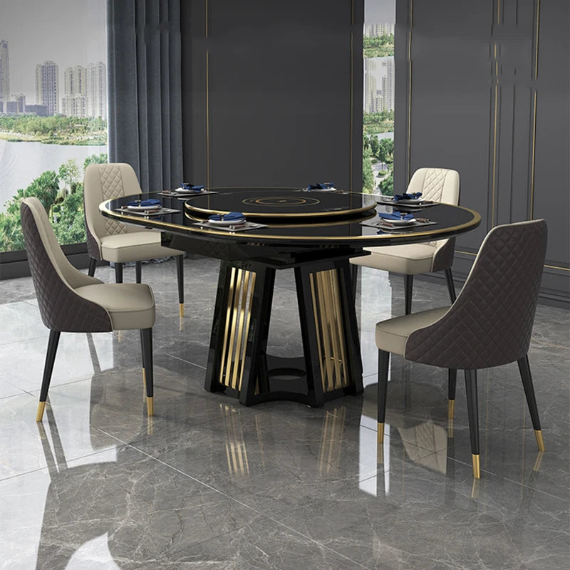 Extendable Luxury Dining Table Dinner Hotel Restaurant Kitchen Tables Round Oval Modern Mesas De Restaurante Home Furniture