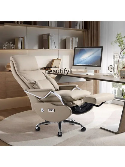 Electric Executive Chair Leather Reclining Executive  Business Office  Study Comfortable Long-Sitting Computer