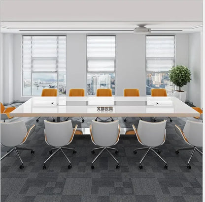 Luxury High Quality Acrylic Solid Surface Top 10 Person White Conference Room Furniture Meeting Quartz Top Desk Table