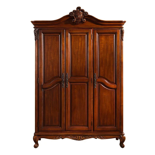 Solid Wood Carved Wardrobe Luxury Room Slide Door Wardrobe Country Bedroom Three-Door Wardrobe bedroom furniture commode chambre