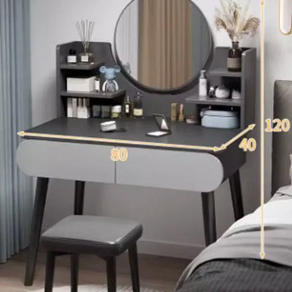 Essentials Luxury Black Dressing Table Mirror Make Up Vanity Storage Dressing Table Lights Wood Comoda Pra Quarto Furniture