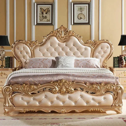 Nordic modern Luxury Bed master queen King Modern salon Bed Wood bedroom Leather Letto Matrimoniale Multifunzione Furniture