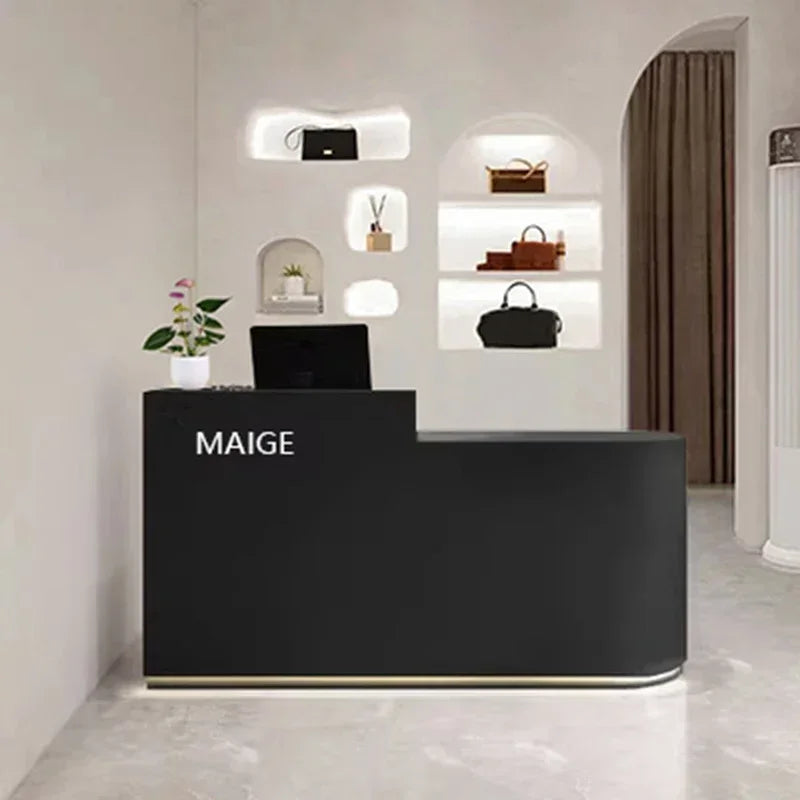 White Luxury Reception Desk Modern Small Checkout Shop Reception Counter Restaurant Study Escritorio Office Furniture LJ50RT