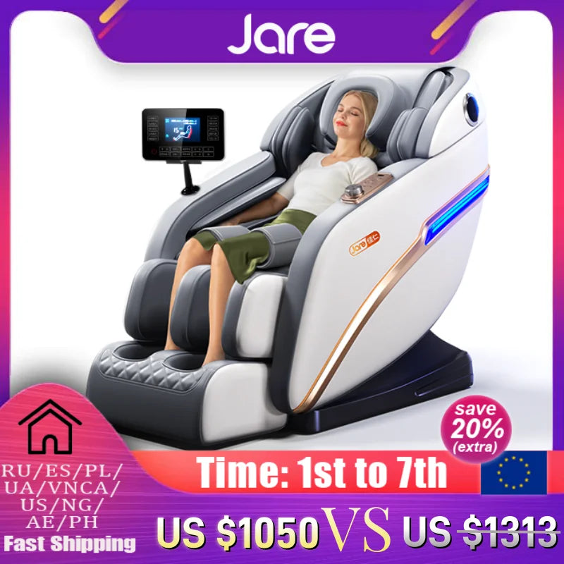 Jare M9-3F Luxury Intelligent 4D Stretching Massage Chair Automatic Zero Gravity Heating Massage Chair with Bluetooth Music