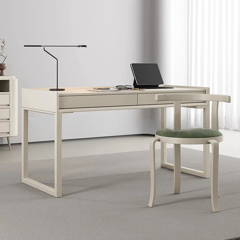 Solid Wood Paint Office Desk Minimalist Study Room Computer Cream Style Student Study Desk Work Mesa Office Furniture Executive