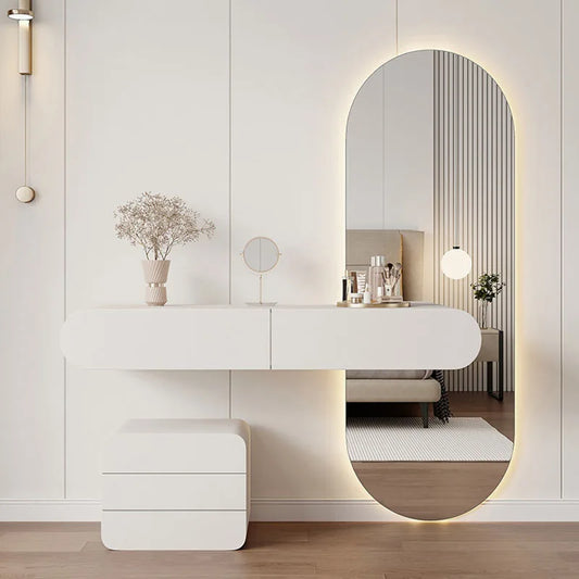 White Mirror Cabinets Makeup Table Living Room Modern Women Organizer Dressing Table Comfortable Salon Vestidores Home Furniture